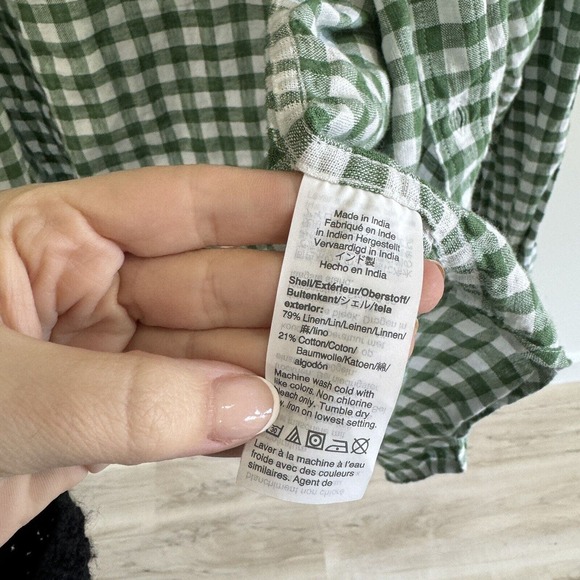 Men’s J. Crew Green gingham Plaid Linen Blend Button Down Shirt XL - Picture 3 of 4